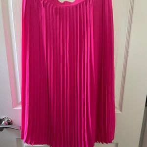 Hot pink pleated midi skirt